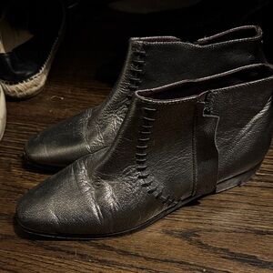Metallic Ankle Boots with Stitch Detail